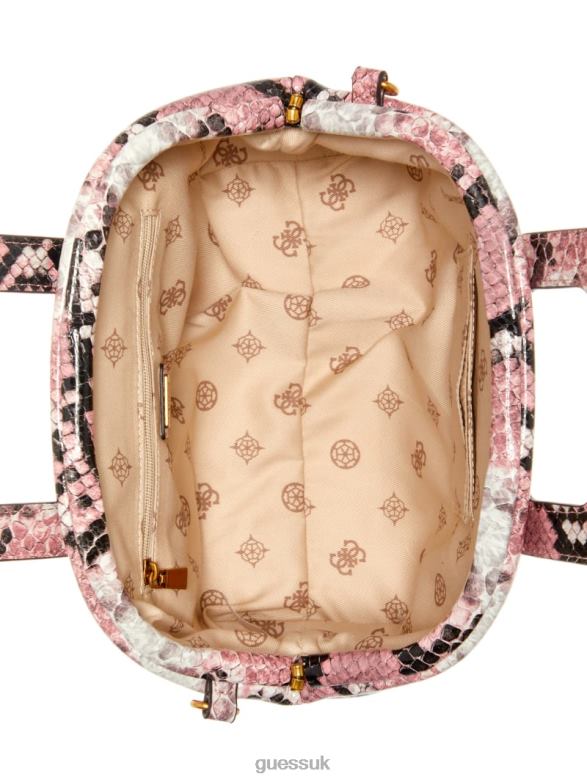 GUESS Women Errin Snakeskin Small Frame Satchel Pink Python Bags V28V62977