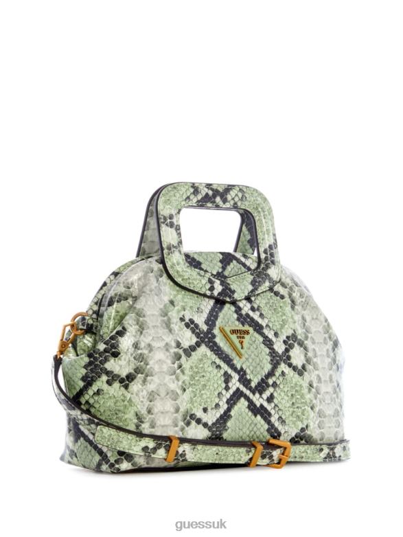 GUESS Women Errin Snakeskin Small Frame Satchel Sea Spray Bags V28V62976