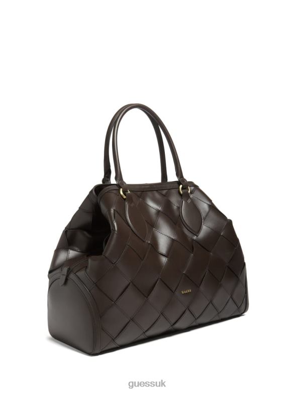 GUESS Women Giorgia Leather Maxi Satchel Dark Bleach Bags V28V63271