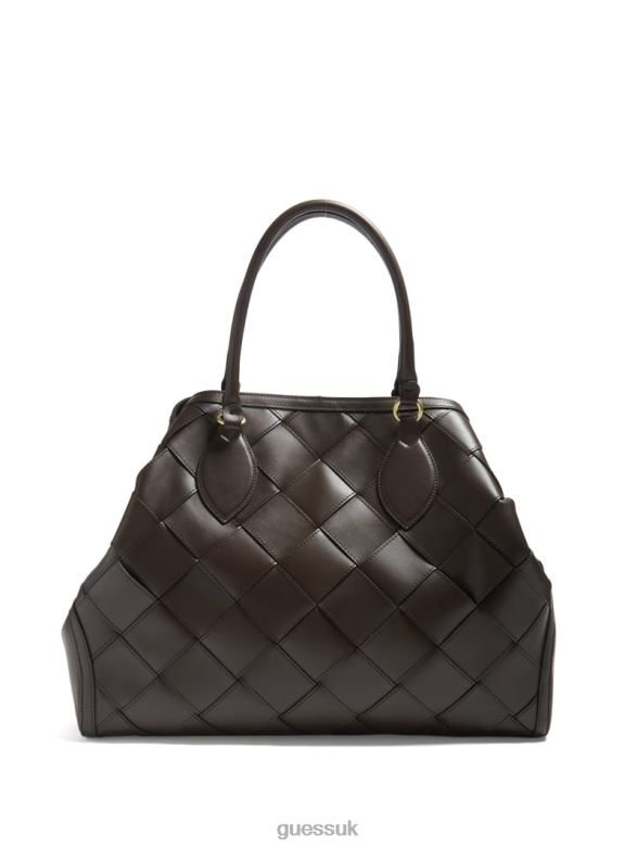 GUESS Women Giorgia Leather Maxi Satchel Dark Bleach Bags V28V63271