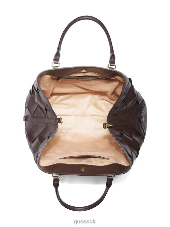 GUESS Women Giorgia Leather Maxi Satchel Dark Bleach Bags V28V63271