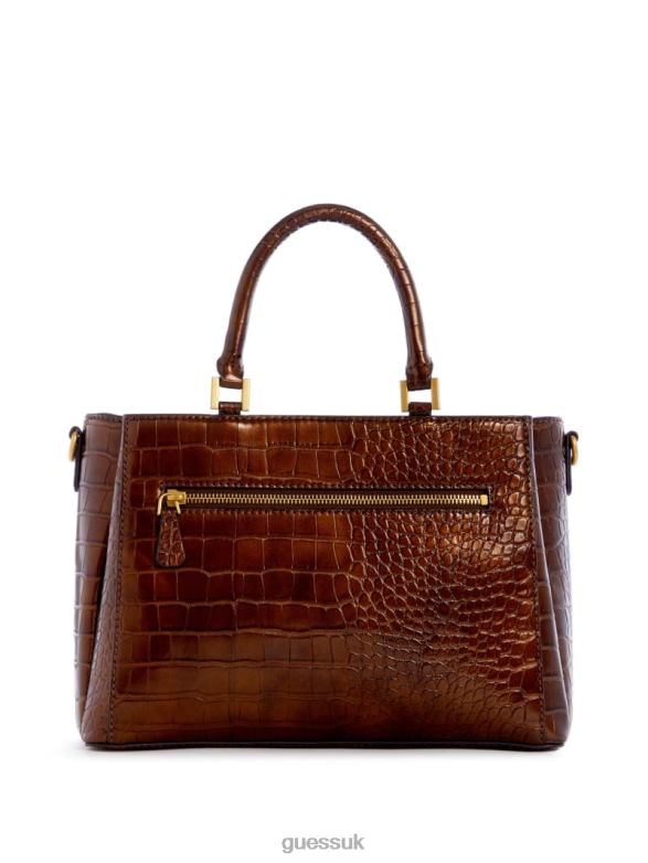 GUESS Women James Croc Girlfriend Satchel Bronze Bags V28V62761