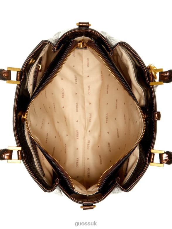 GUESS Women James Croc Girlfriend Satchel Bronze Bags V28V62761