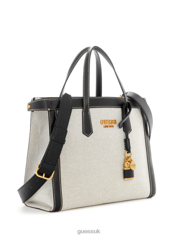 GUESS Women Jovie Society Satchel Black Floral Print Bags V28V63261