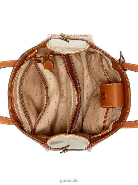 GUESS Women Jovie Society Satchel Cognac Bags V28V63263
