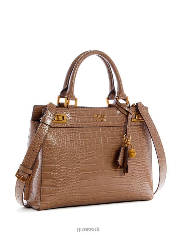 GUESS Women Katey Crocodile-Embossed Luxury Satchel Lily Green Bags V28V63278