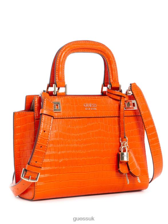 GUESS Women Katey Girlfriend Satchel Orange Bags V28V63277