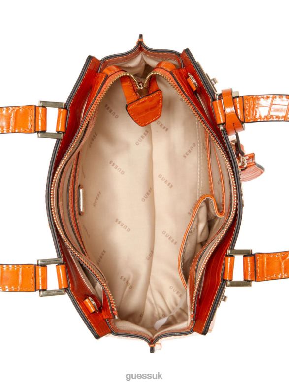 GUESS Women Katey Girlfriend Satchel Orange Bags V28V63277