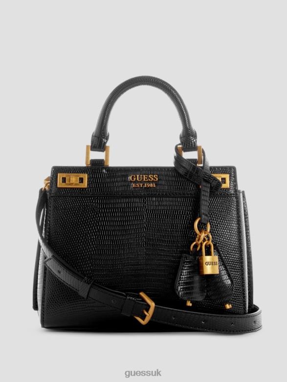 GUESS Women Katey Lizard Mini Satchel Black Floral Print Bags V28V63259