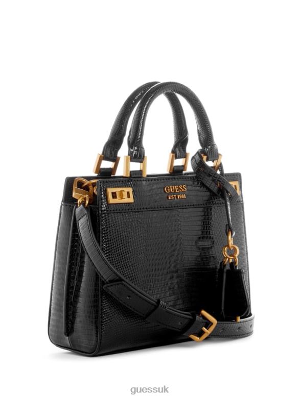 GUESS Women Katey Lizard Mini Satchel Black Floral Print Bags V28V63259