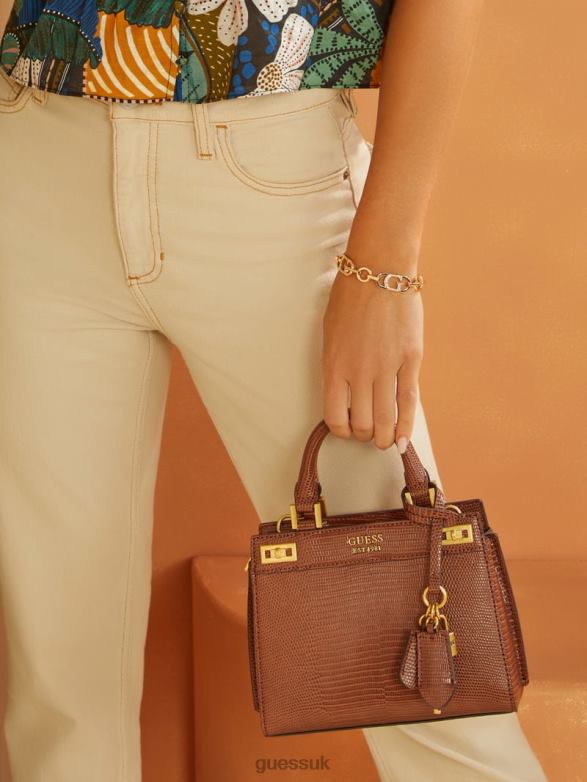 GUESS Women Katey Lizard Mini Satchel Cognac Bags V28V63260