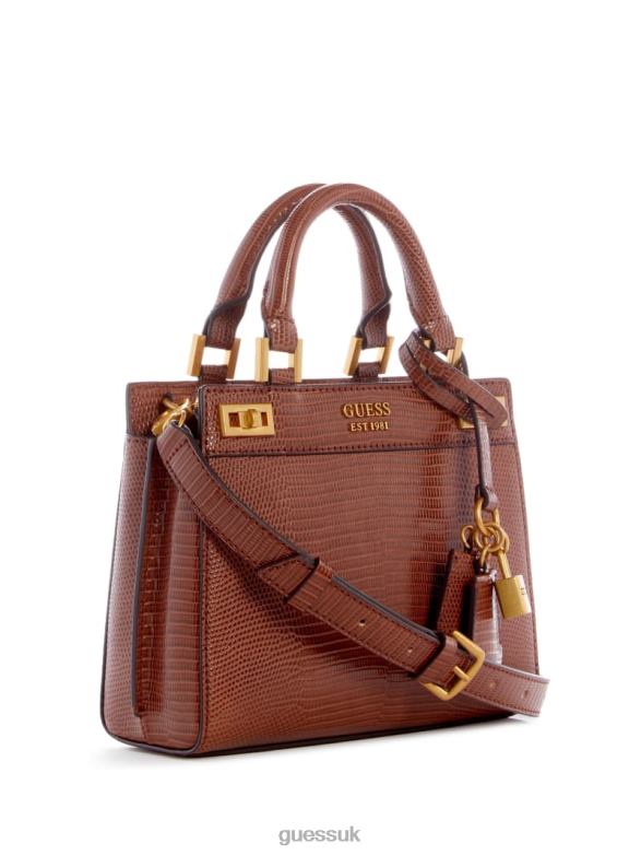 GUESS Women Katey Lizard Mini Satchel Cognac Bags V28V63260