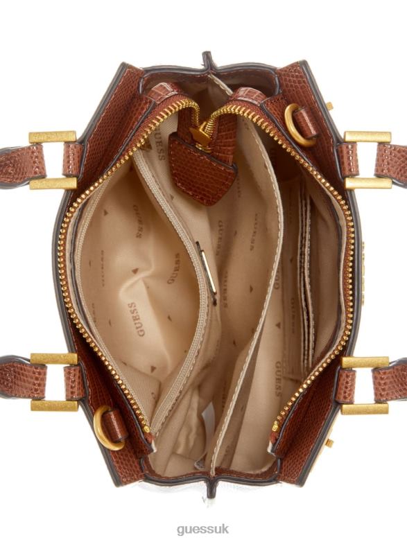 GUESS Women Katey Lizard Mini Satchel Cognac Bags V28V63260