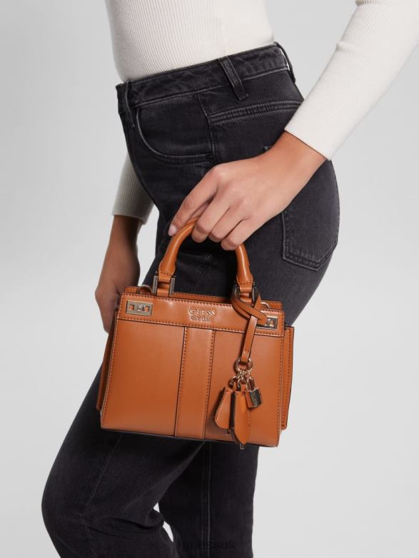 GUESS Women Katey Mini Satchel Cognac Bags V28V62816