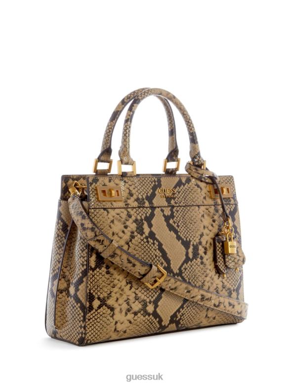 GUESS Women Katey Snakeskin Luxury Satchel Sage Bags V28V62760