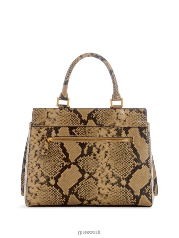 GUESS Women Katey Snakeskin Luxury Satchel Sage Bags V28V62760