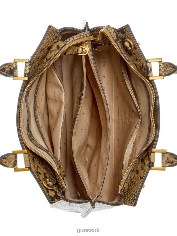 GUESS Women Katey Snakeskin Luxury Satchel Sage Bags V28V62760