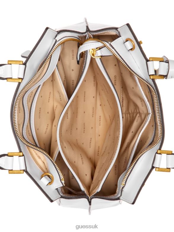 GUESS Women Katey Straw Luxury Satchel New Tan Wash Bags V28V63309