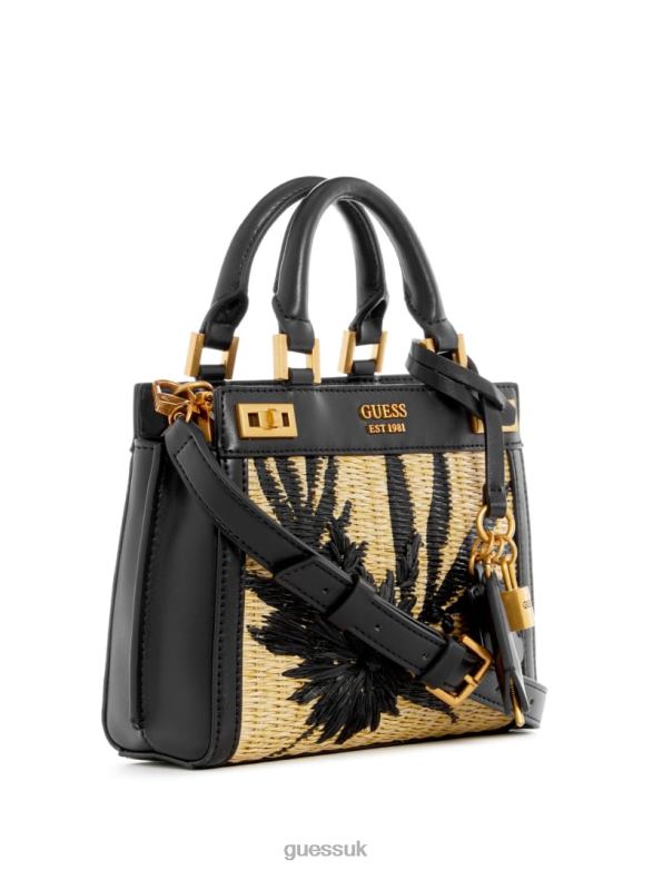 GUESS Women Katey Straw Mini Satchel Night Blue Bags V28V62984