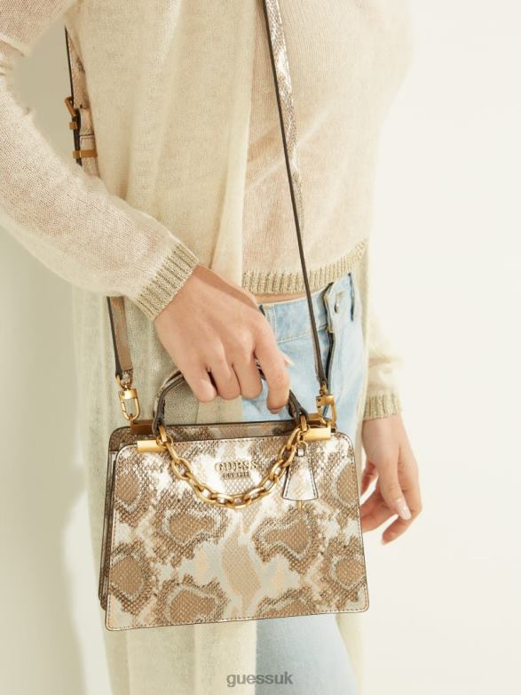 GUESS Women Kristle Python Girlfriend Satchel Sunburst Bags V28V63303