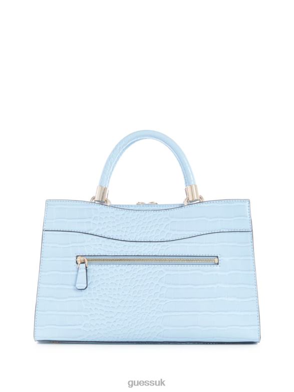 GUESS Women Nell Croc Girlfriend Satchel Powder Blue Bags V28V62813