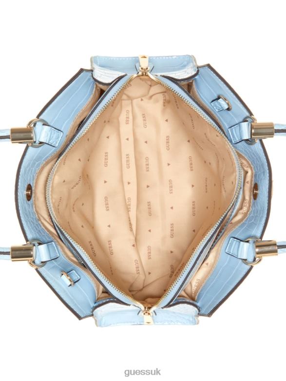 GUESS Women Nell Croc Girlfriend Satchel Powder Blue Bags V28V62813