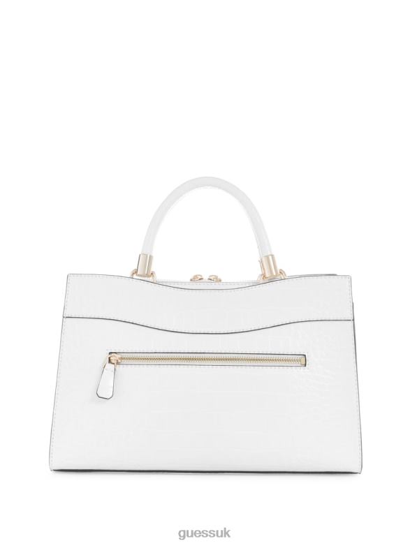 GUESS Women Nell Croc Girlfriend Satchel White Multi Bags V28V62818