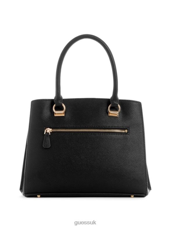 GUESS Women Noelle Girlfriend Satchel Black Floral Print Bags V28V62823