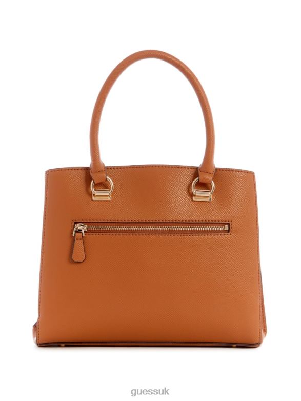 GUESS Women Noelle Girlfriend Satchel Light Cognac Bags V28V62841
