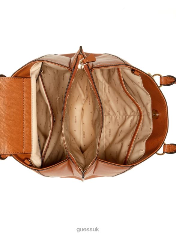 GUESS Women Noelle Girlfriend Satchel Light Cognac Bags V28V62841