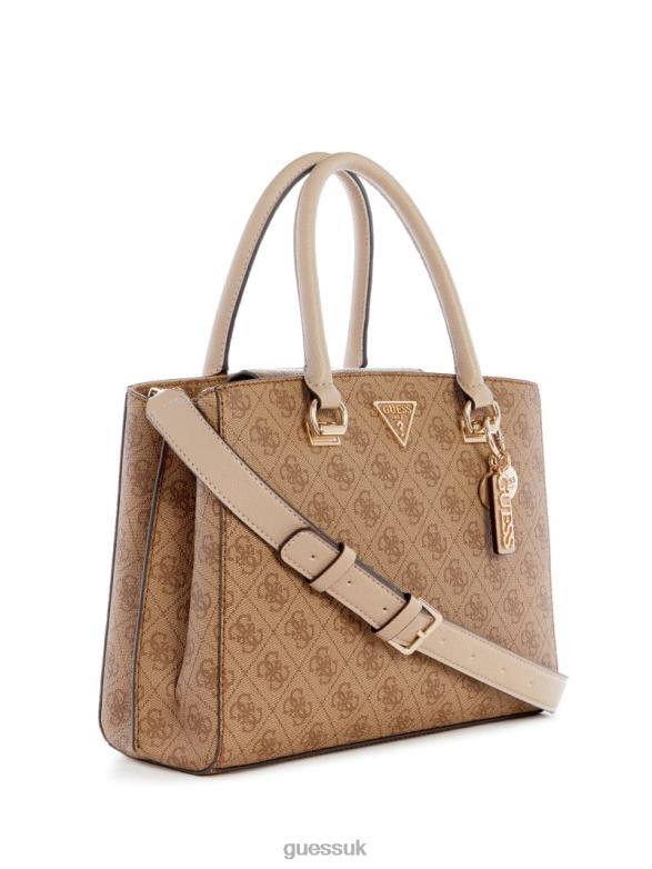 GUESS Women Noelle Quattro G Girlfriend Satchel Latte Logo Bags V28V62931