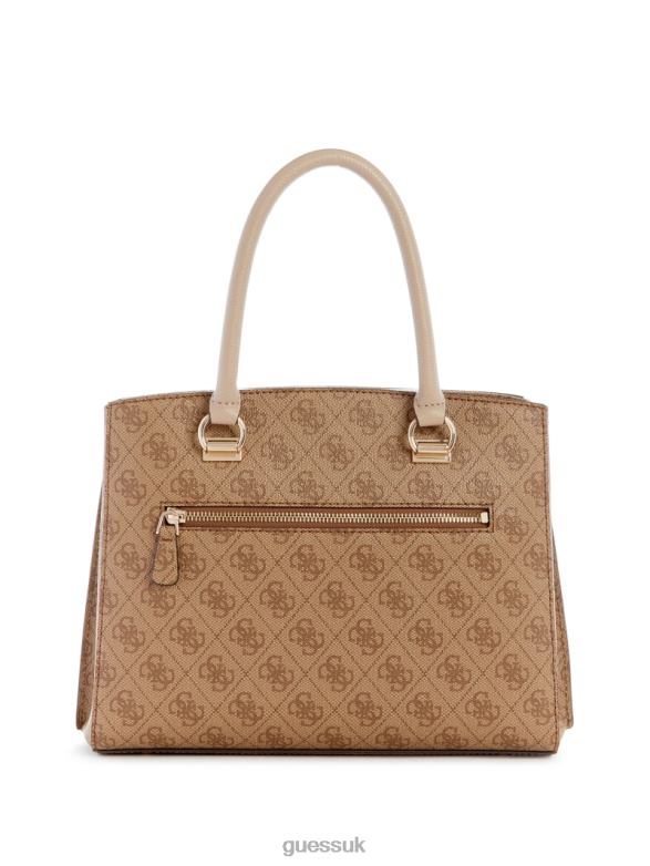 GUESS Women Noelle Quattro G Girlfriend Satchel Latte Logo Bags V28V62931
