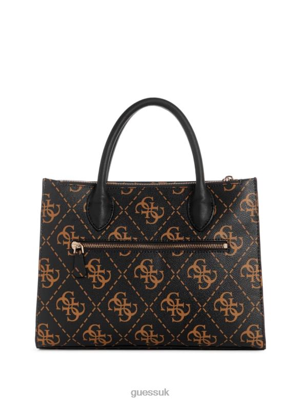 GUESS Women Rea Quattro G High Society Satchel Brown Multi Bags V28V62843