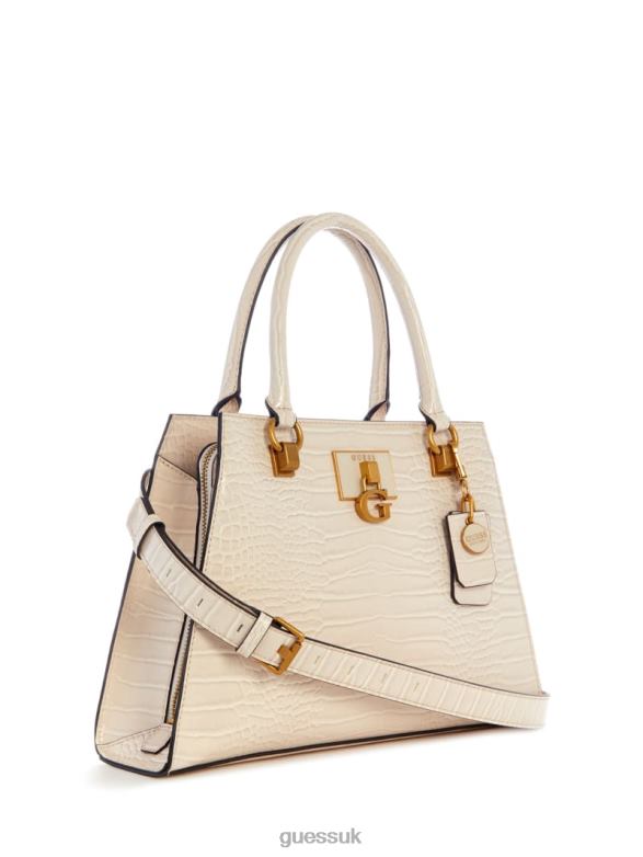 GUESS Women Stephi Croc Girlfriend Satchel White Bags V28V63304