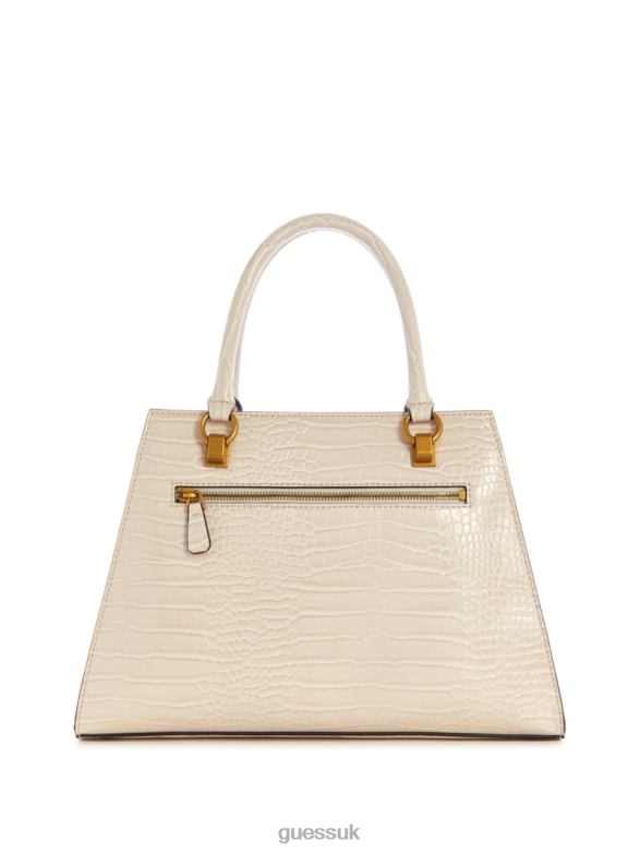 GUESS Women Stephi Croc Girlfriend Satchel White Bags V28V63304