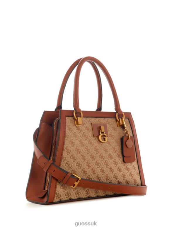 GUESS Women Stephi Jacquard Logo Girlfriend Satchel Lily Green Bags V28V62769
