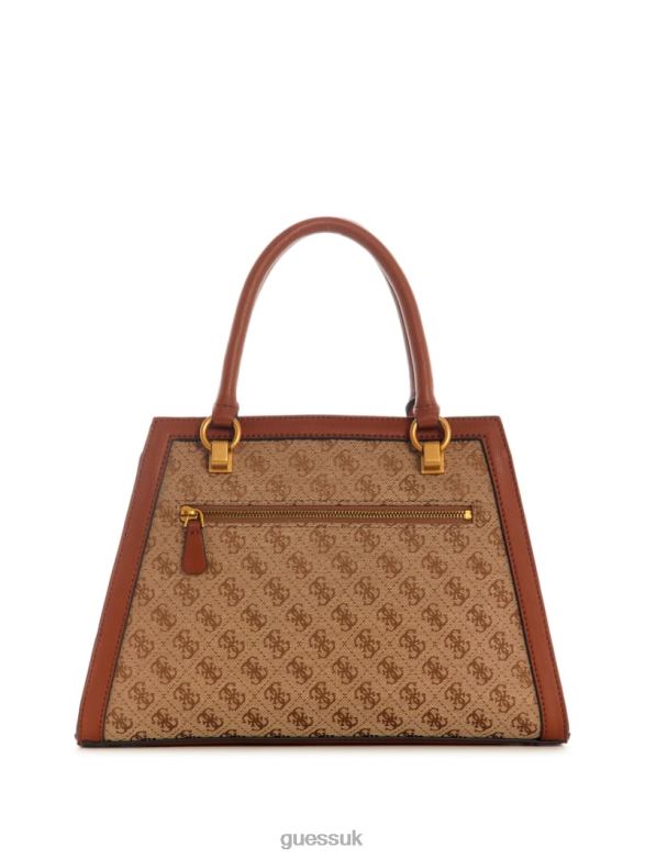 GUESS Women Stephi Jacquard Logo Girlfriend Satchel Lily Green Bags V28V62769