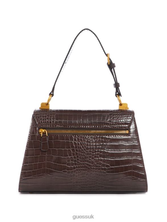 GUESS Women Stephi Top-Handle Flap Bag Espresso Bags V28V63296
