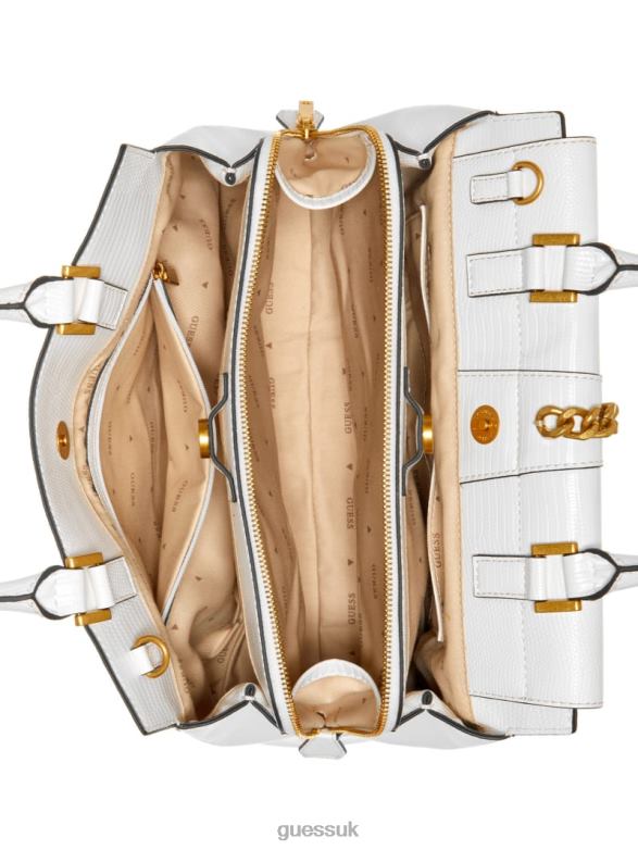 GUESS Women Tiberia Society Satchel White Multi Bags V28V62951