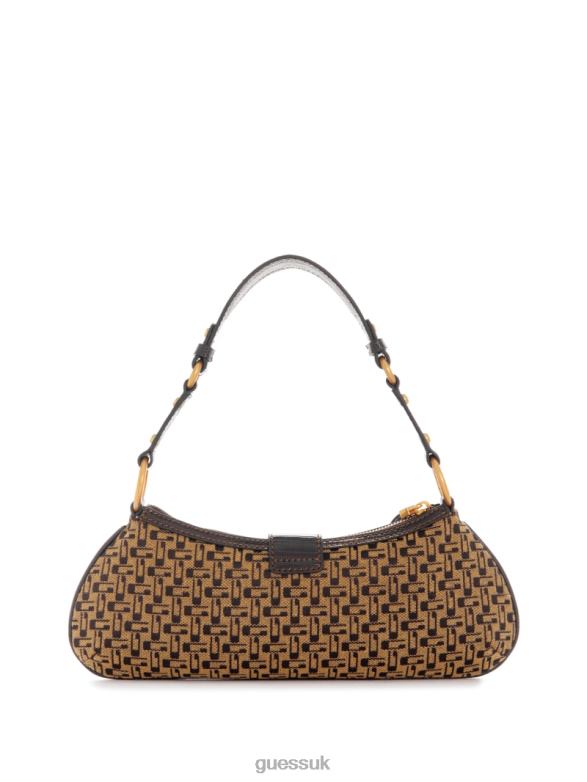 GUESS Women Belle Vintage Zip-Top Shoulder Bag Brown Multi Bags V28V63041
