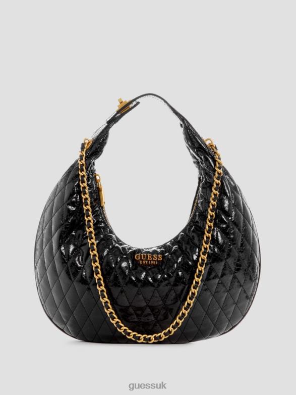 GUESS Women Dema Quilted Hobo Bag Black Floral Print Bags V28V63032