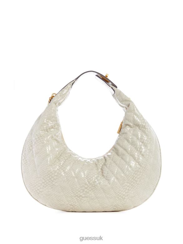 GUESS Women Dema Quilted Hobo Bag White Bags V28V62999