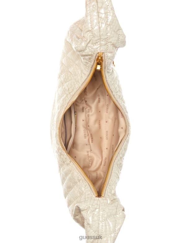 GUESS Women Dema Quilted Hobo Bag White Bags V28V62999