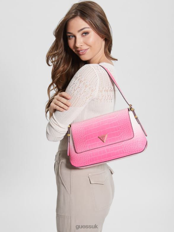 GUESS Women Desideria Ombre Croc Shoulder Bag Watermelon Ombre Bags V28V63026