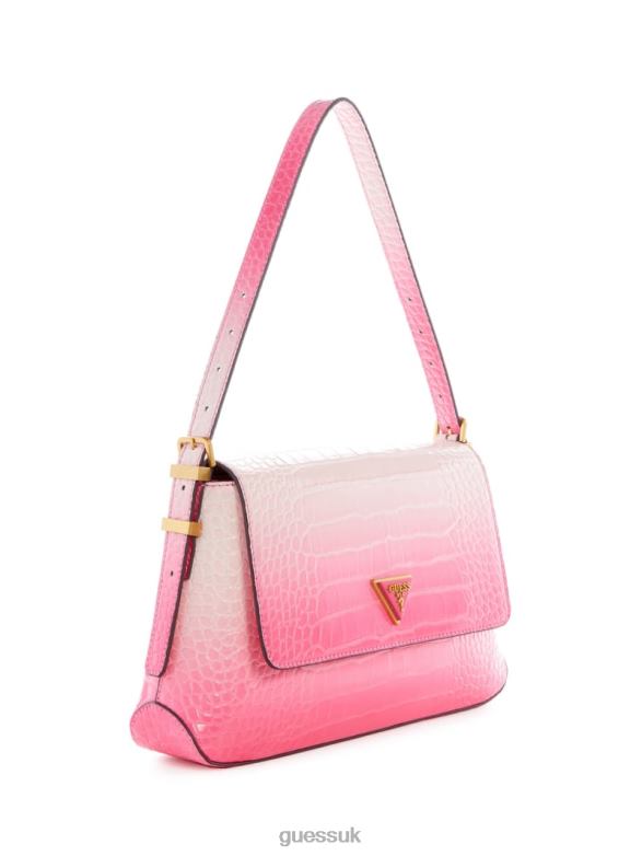 GUESS Women Desideria Ombre Croc Shoulder Bag Watermelon Ombre Bags V28V63026