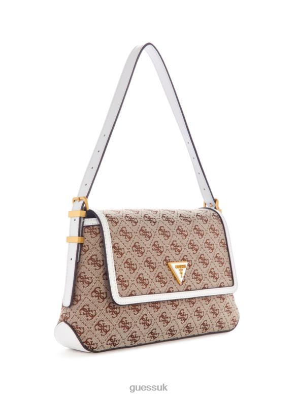 GUESS Women Desideria Quattro G Shoulder Bag Orange/Bright Orange Bags V28V63033