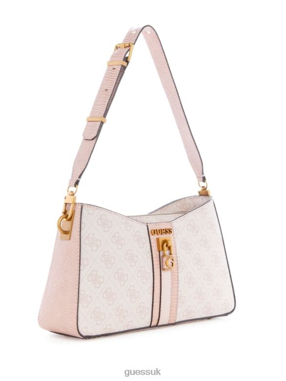 GUESS Women Ginevra Logo Elite Shoulder Bag Blush Logo Bags V28V63006