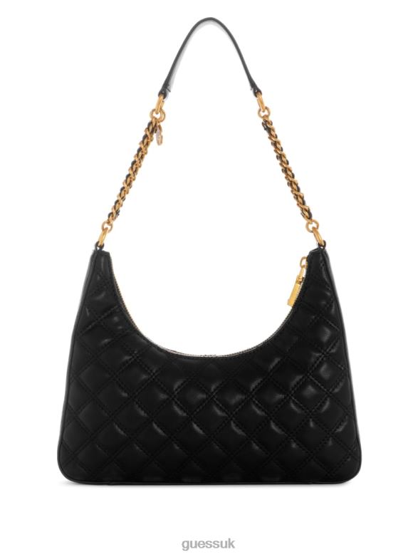 GUESS Women Giully Top-Zip Shoulder Bag Black Floral Print Bags V28V63017