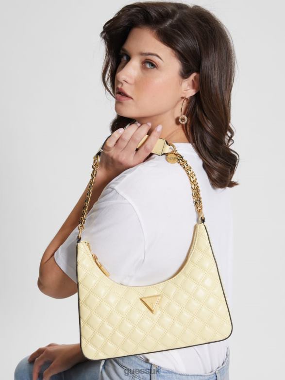 GUESS Women Giully Top-Zip Shoulder Bag Yellow Bags V28V63057
