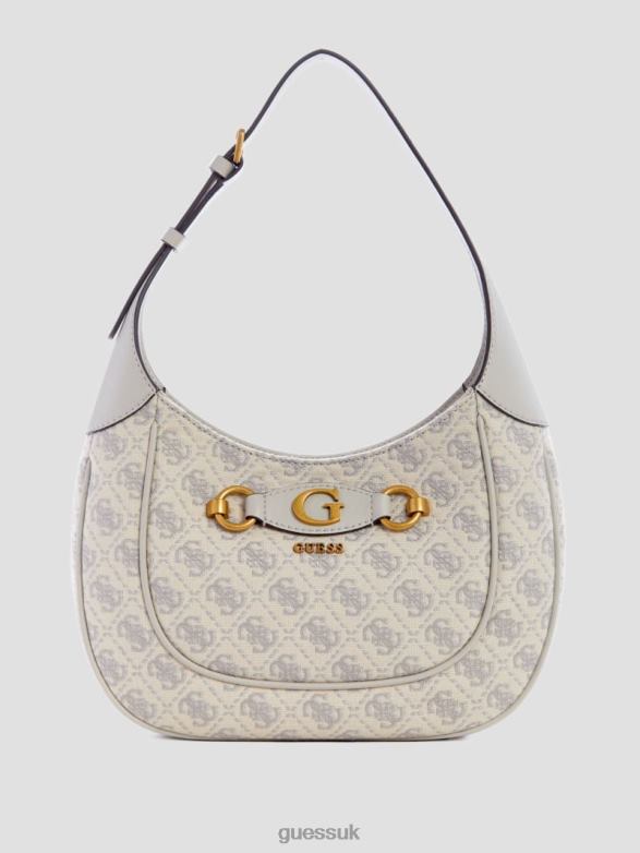 GUESS Women Izzy Quattro G Jacquard Hobo Bag Dove Logo Bags V28V63053
